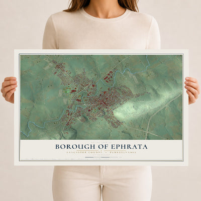 Map of the Borough of Ephrata, Lancaster County, Pennsylvania, 12 x 18 inch unframed archival matte print