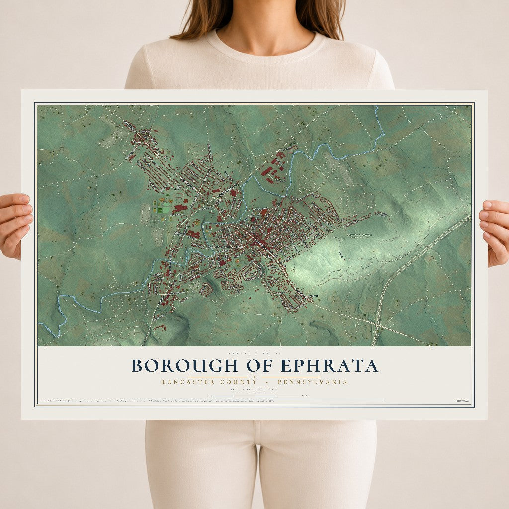 Map of the Borough of Ephrata, Lancaster County, Pennsylvania, 18 x 24 inch unframed archival matte print