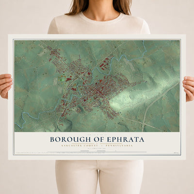 Map of the Borough of Ephrata, Lancaster County, Pennsylvania, 18 x 24 inch unframed archival matte print