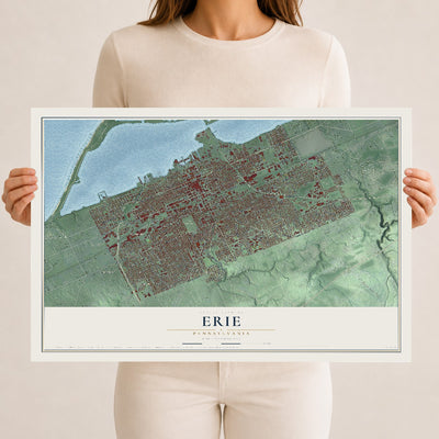 Map of Erie, Pennsylvania, 12 x 18 inch unframed archival matte print