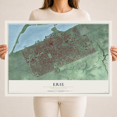 Map of Erie, Pennsylvania, 18 x 24 inch unframed archival matte print
