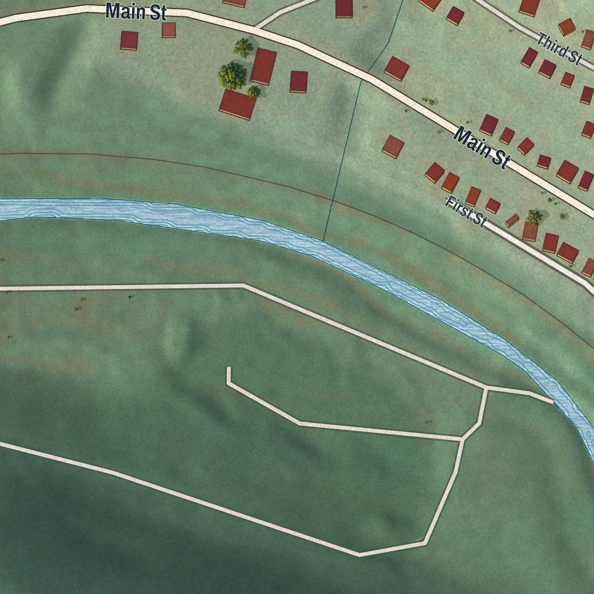 Second close-up of the map of Ernest, Pennsylvania print showing more streets and buildings
