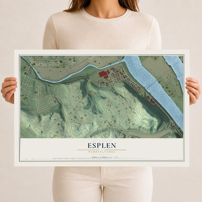 Map of Esplen, Pennsylvania, 12 x 18 inch unframed archival matte print