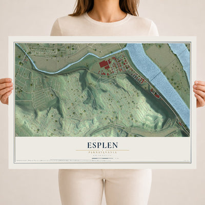 Map of Esplen, Pennsylvania, 18 x 24 inch unframed archival matte print