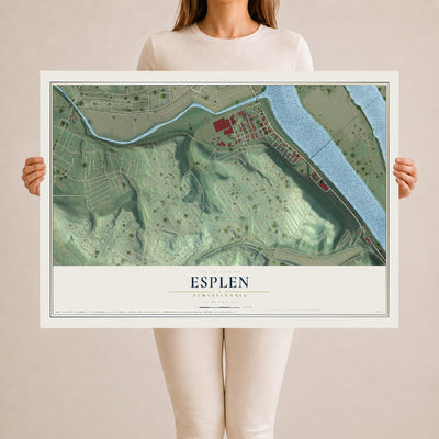 Map of Esplen, Pennsylvania, 24 x 36 inch unframed archival matte print