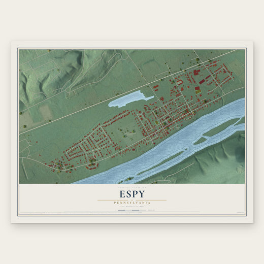 Espy, Pennsylvania map print, the full design