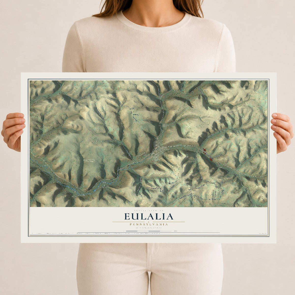 Map of Eulalia, Pennsylvania, 12 x 18 inch unframed archival matte print