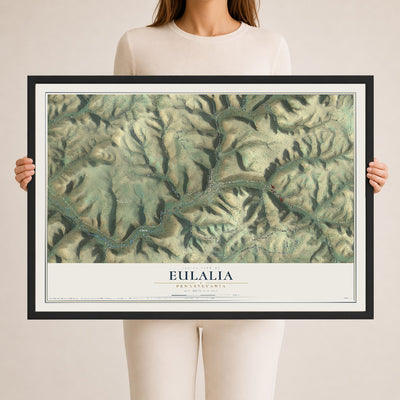 Map of Eulalia, Pennsylvania, 24 x 36 inch print in a black wood frame