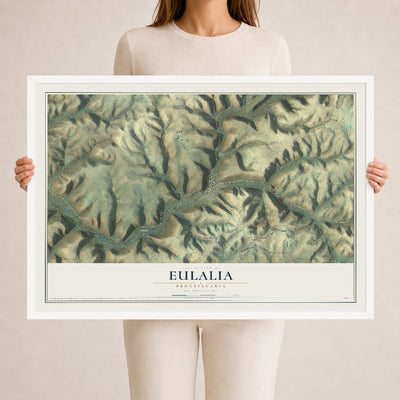 Map of Eulalia, Pennsylvania, 24 x 36 inch print in a white wood frame