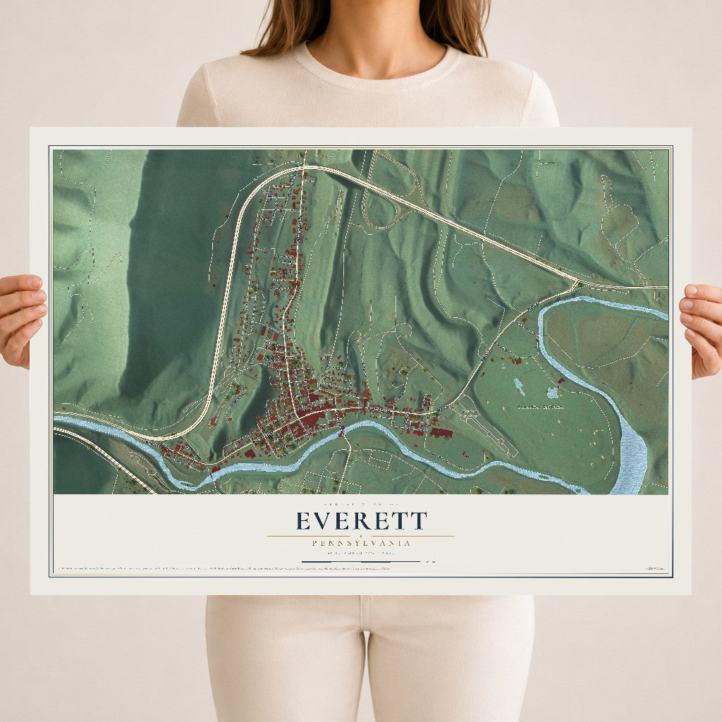 Map of Everett, Pennsylvania, 18 x 24 inch unframed archival matte print