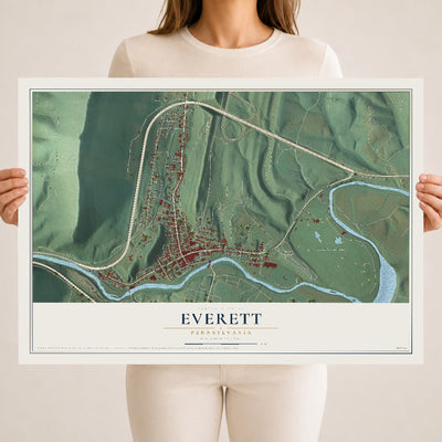 Map of Everett, Pennsylvania, 18 x 24 inch unframed archival matte print