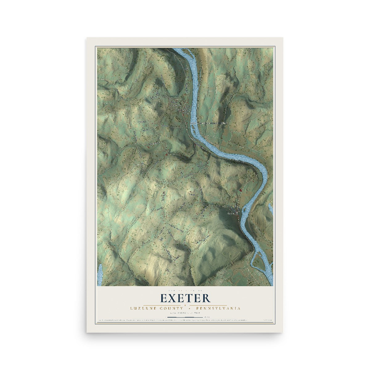 Map of Exeter, Luzerne County, Pennsylvania, 12 x 18 inch unframed archival matte print