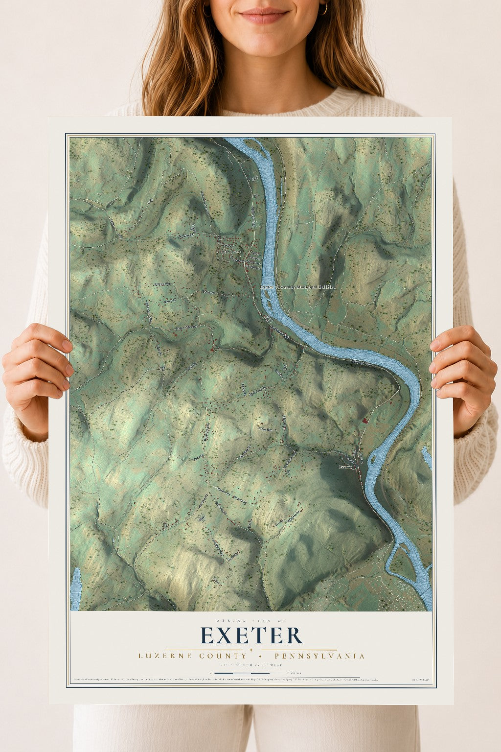 Map of Exeter, Luzerne County, Pennsylvania, 18 x 24 inch unframed archival matte print