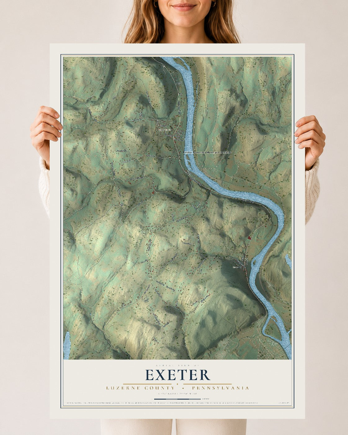 Map of Exeter, Luzerne County, Pennsylvania, 24 x 36 inch unframed archival matte print