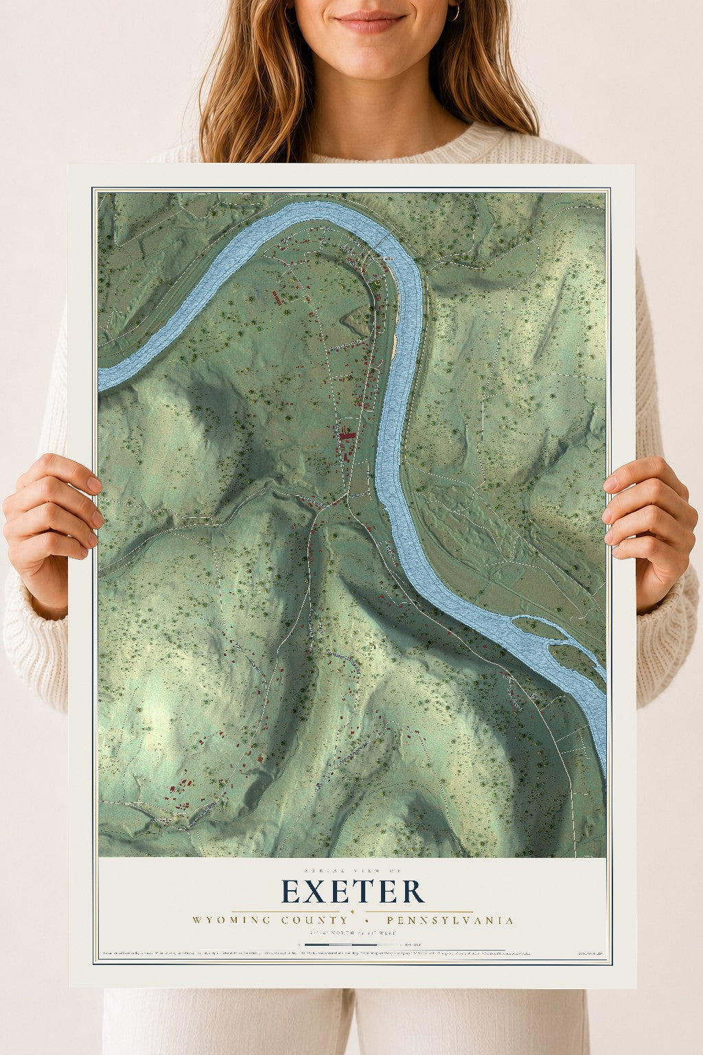 Map of Exeter, Wyoming County, Pennsylvania, 18 x 24 inch unframed archival matte print