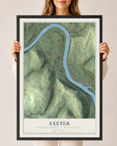 Map of Exeter, Wyoming County, Pennsylvania, 24 x 36 inch print in a black wood frame