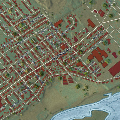 Close-up of the map of the Borough of Exeter, Luzerne County, Pennsylvania print showing street and building detail