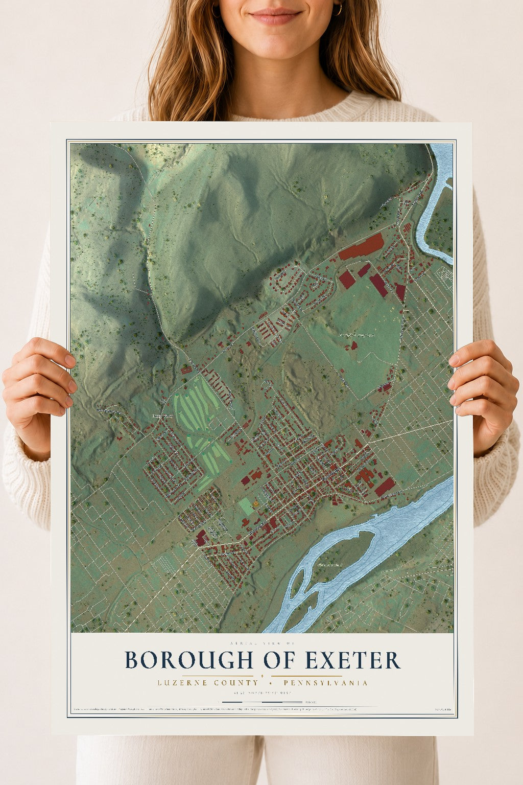 Map of the Borough of Exeter, Luzerne County, Pennsylvania, 18 x 24 inch unframed archival matte print