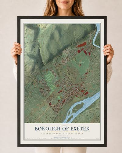 Map of the Borough of Exeter, Luzerne County, Pennsylvania, 24 x 36 inch print in a black wood frame