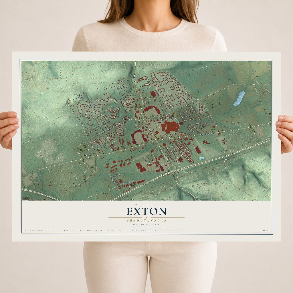 Map of Exton, Pennsylvania, 18 x 24 inch unframed archival matte print