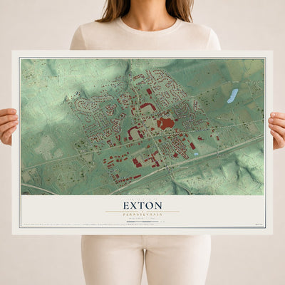 Map of Exton, Pennsylvania, 18 x 24 inch unframed archival matte print