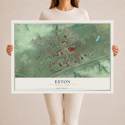 Map of Exton, Pennsylvania, 24 x 36 inch unframed archival matte print