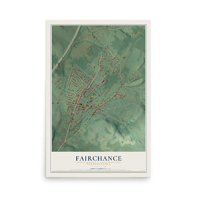 Map of Fairchance, Pennsylvania, 12 x 18 inch unframed archival matte print