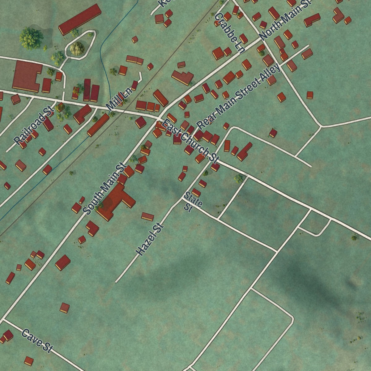 Second close-up of the map of Fairchance, Pennsylvania print showing more streets and buildings