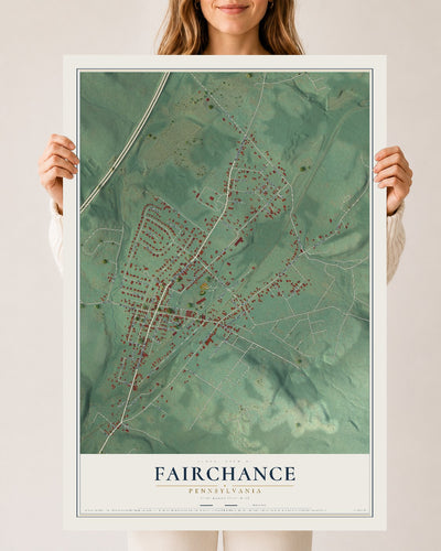Map of Fairchance, Pennsylvania, 24 x 36 inch unframed archival matte print