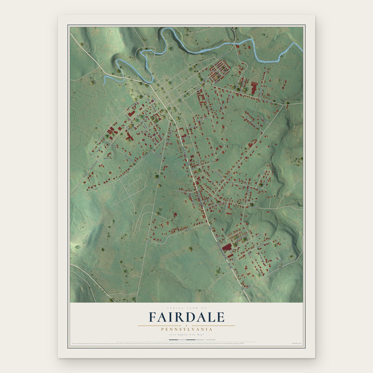 Fairdale, Pennsylvania map print, the full design