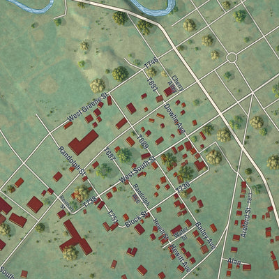 Close-up of the map of Fairdale, Pennsylvania print showing street and building detail
