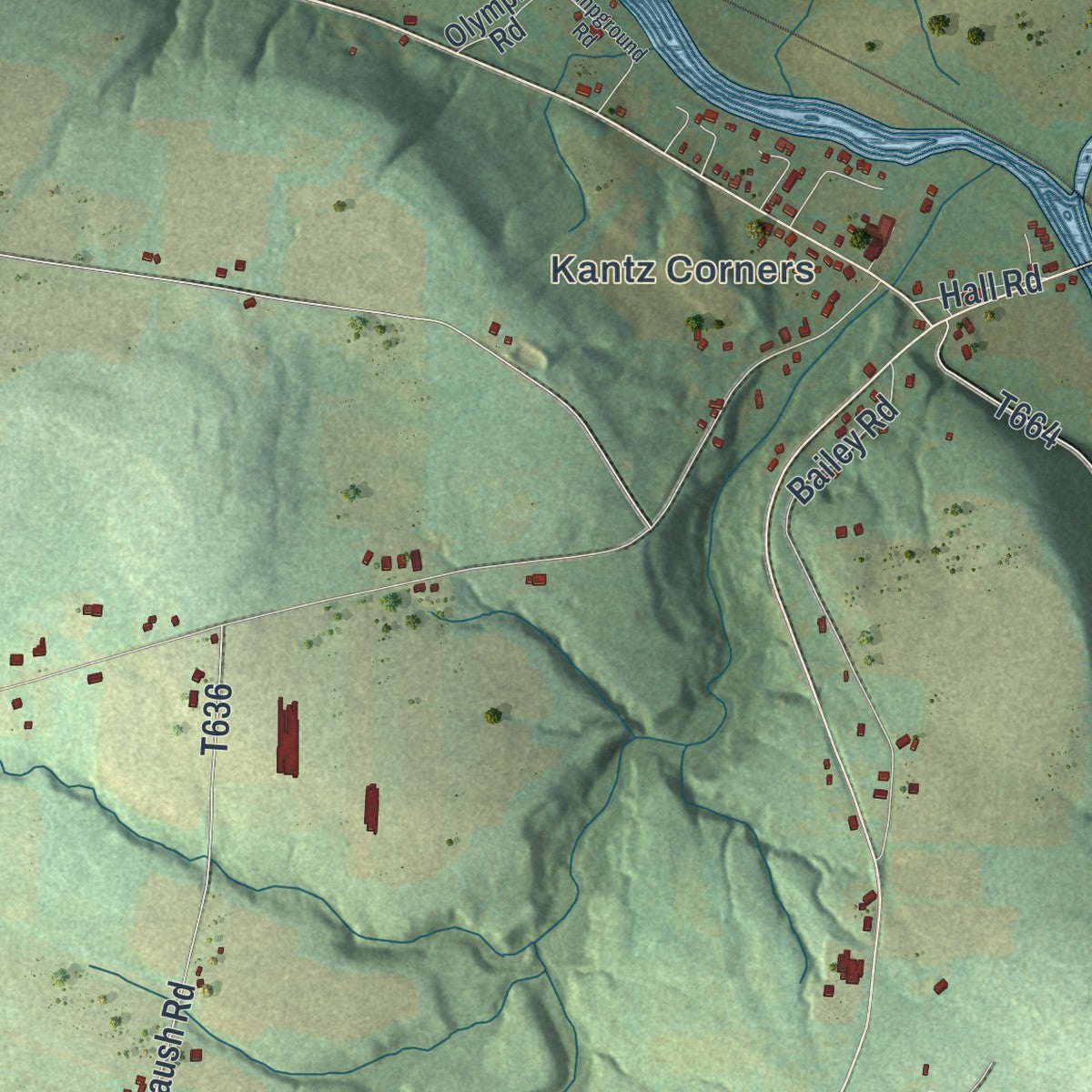 Close-up of the map of Fairfield, Crawford County, Pennsylvania print showing street and building detail