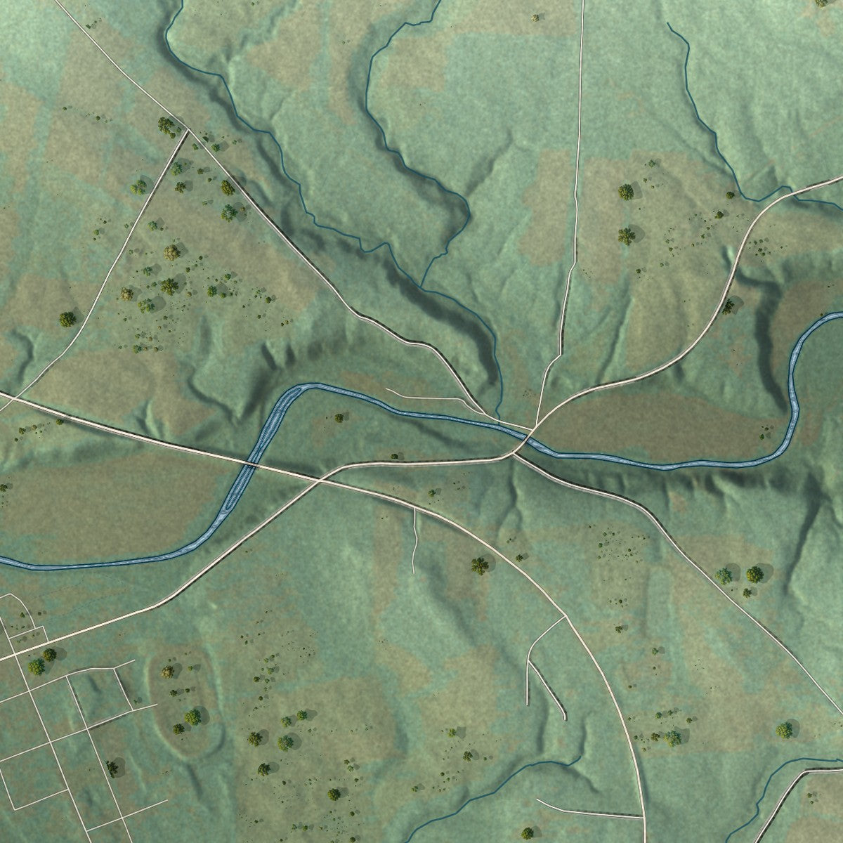 Second close-up of the map of Fairfield, Crawford County, Pennsylvania print showing more streets and buildings