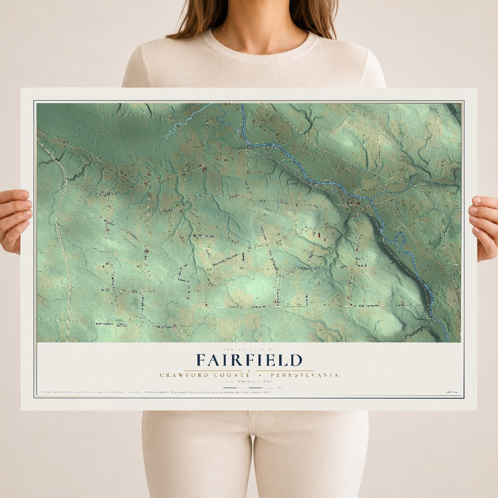 Map of Fairfield, Crawford County, Pennsylvania, 18 x 24 inch unframed archival matte print
