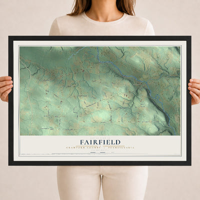 Map of Fairfield, Crawford County, Pennsylvania, 18 x 24 inch print in a black wood frame