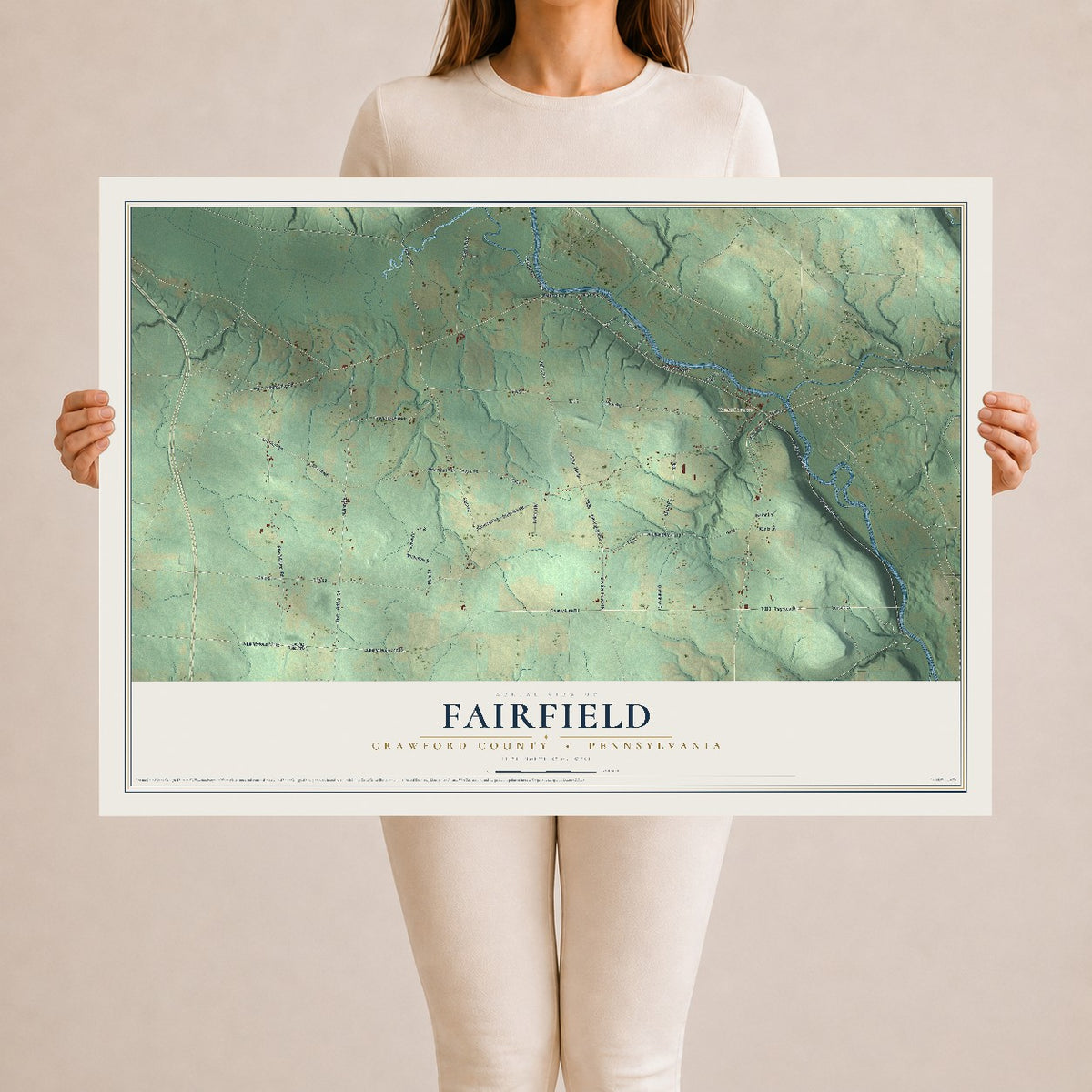 Map of Fairfield, Crawford County, Pennsylvania, 24 x 36 inch unframed archival matte print