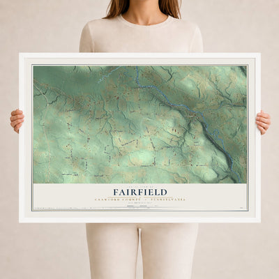 Map of Fairfield, Crawford County, Pennsylvania, 24 x 36 inch print in a white wood frame