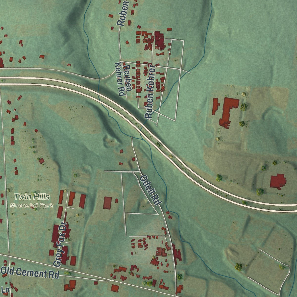 Second close-up of the map of Fairfield, Lycoming County, Pennsylvania print showing more streets and buildings