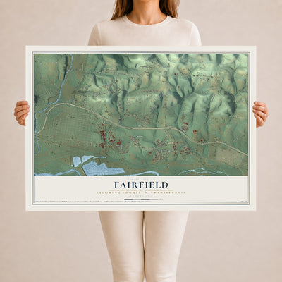 Map of Fairfield, Lycoming County, Pennsylvania, 24 x 36 inch unframed archival matte print