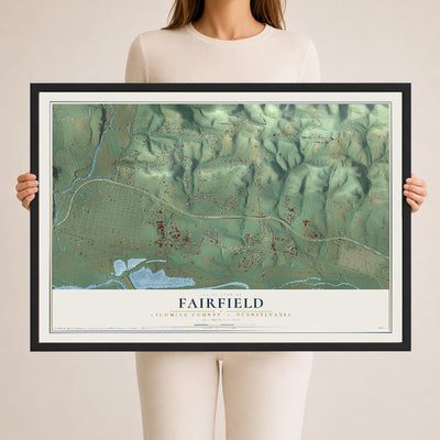 Map of Fairfield, Lycoming County, Pennsylvania, 24 x 36 inch print in a black wood frame