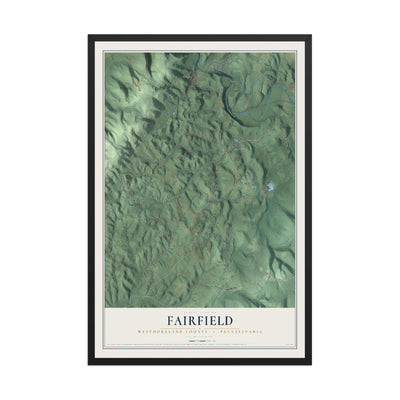 Map of Fairfield, Westmoreland County, Pennsylvania, 12 x 18 inch print in a black wood frame
