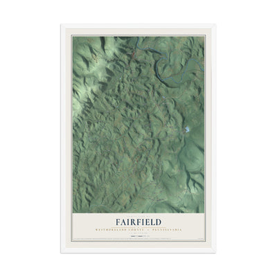 Map of Fairfield, Westmoreland County, Pennsylvania, 12 x 18 inch print in a white wood frame