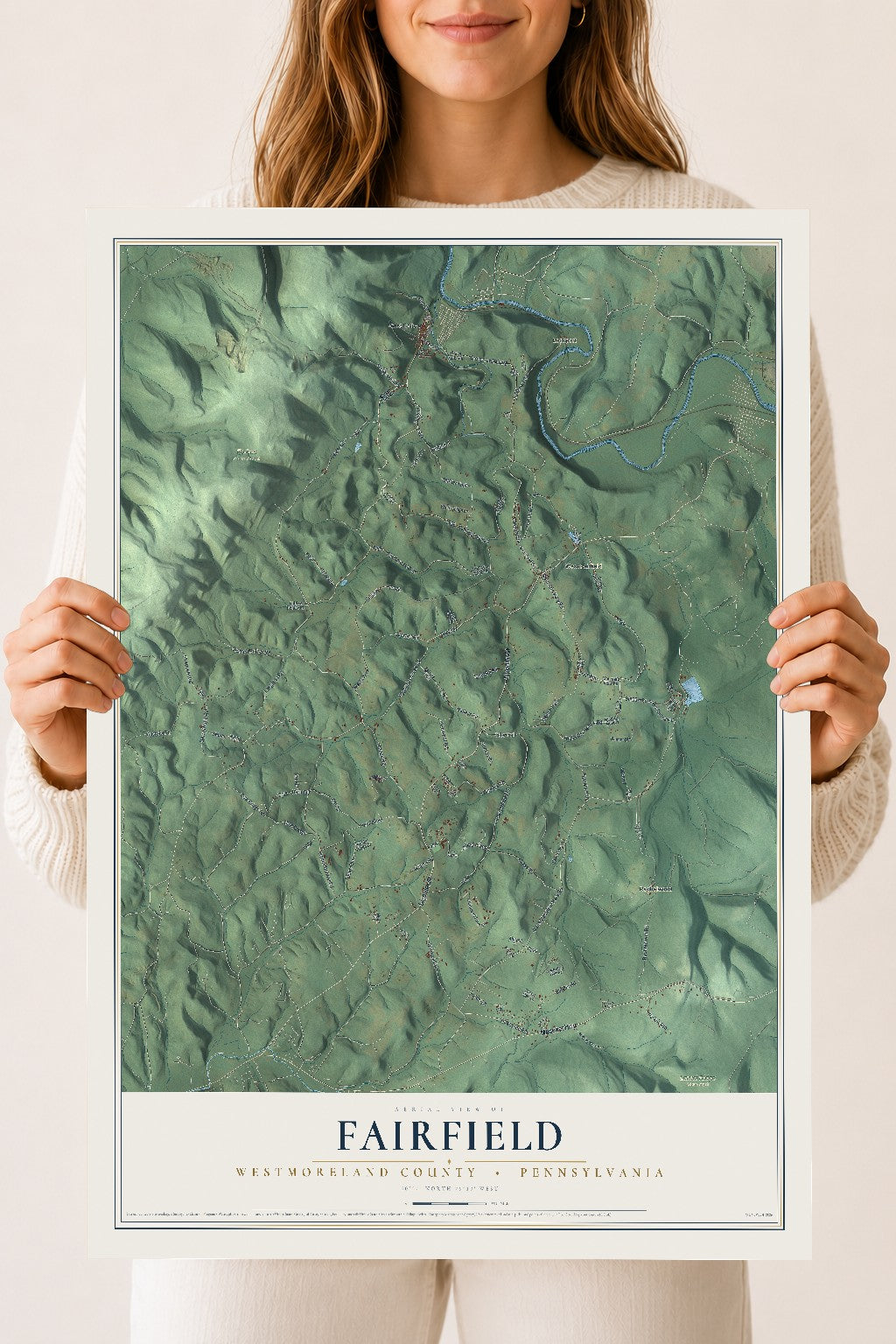 Map of Fairfield, Westmoreland County, Pennsylvania, 18 x 24 inch unframed archival matte print