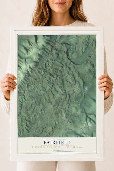 Map of Fairfield, Westmoreland County, Pennsylvania, 18 x 24 inch print in a white wood frame