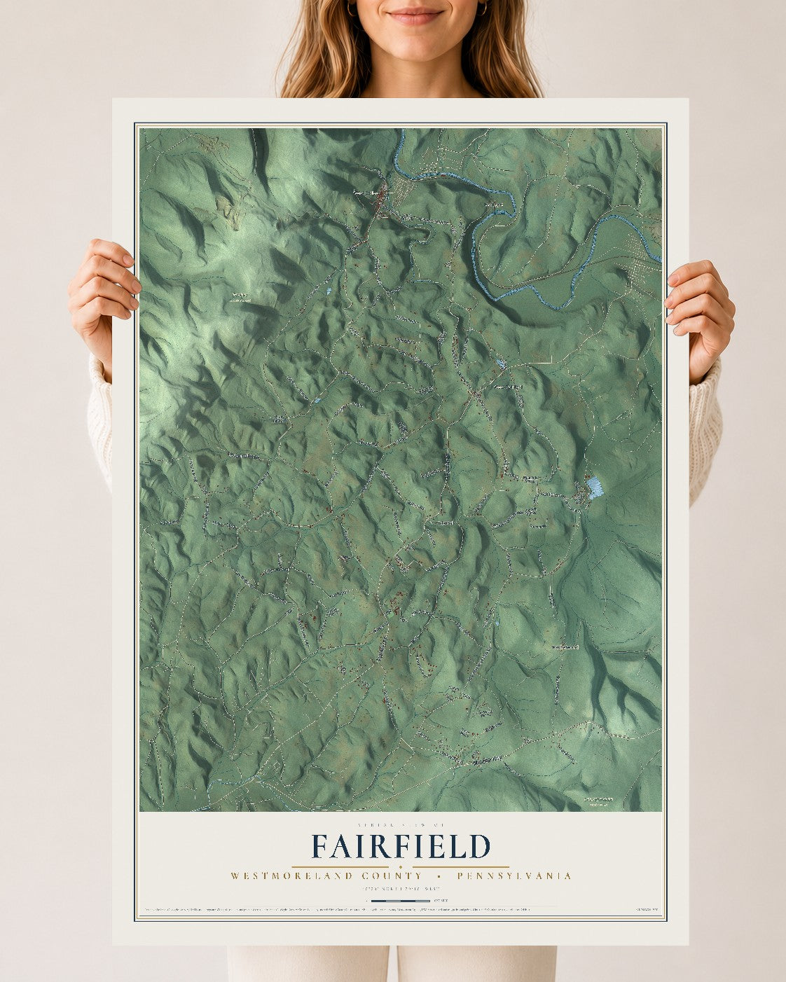 Map of Fairfield, Westmoreland County, Pennsylvania, 24 x 36 inch unframed archival matte print
