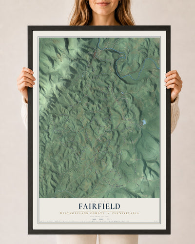 Map of Fairfield, Westmoreland County, Pennsylvania, 24 x 36 inch print in a black wood frame