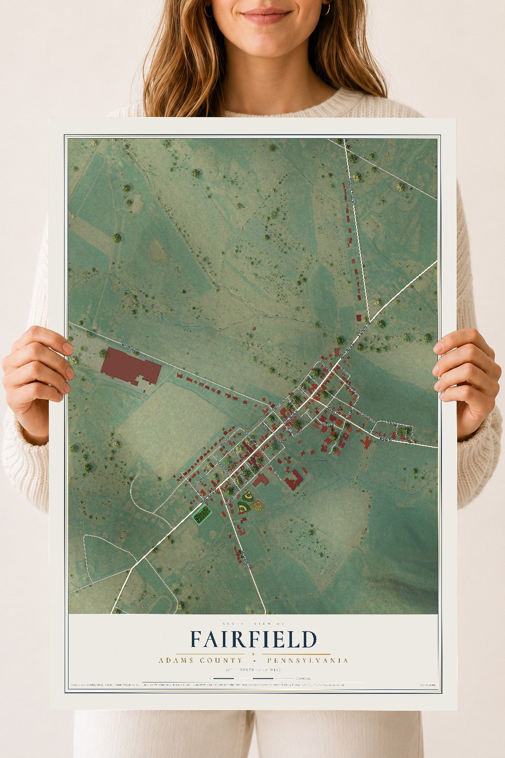 Map of Fairfield, Adams County, Pennsylvania, 18 x 24 inch unframed archival matte print