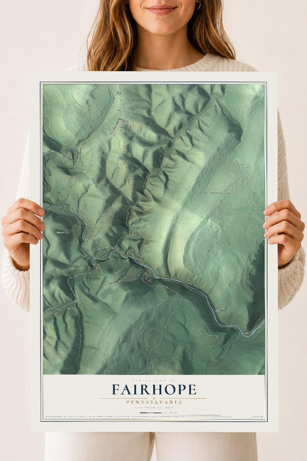 Map of Fairhope, Pennsylvania, 18 x 24 inch unframed archival matte print