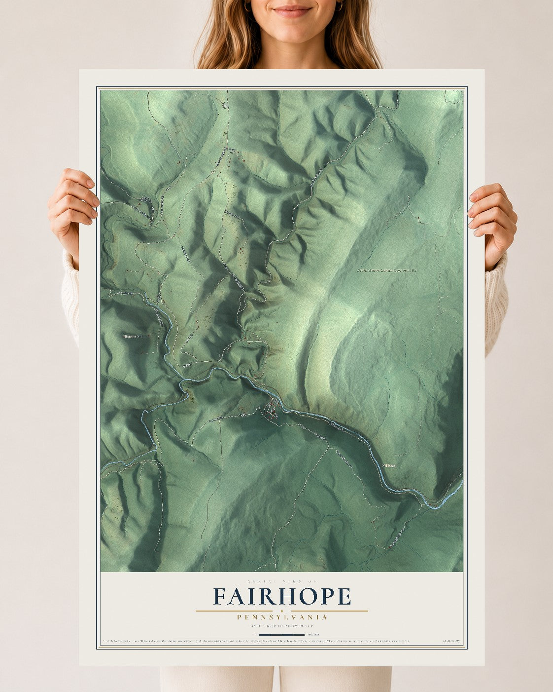 Map of Fairhope, Pennsylvania, 24 x 36 inch unframed archival matte print