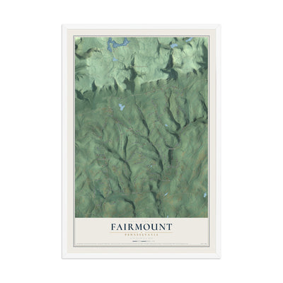 Map of Fairmount, Pennsylvania, 12 x 18 inch print in a white wood frame